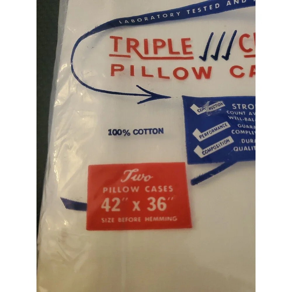 Vtg Sets Triple Check Muslin Pillow cases New Original Packaging 42
